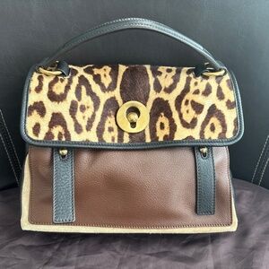 Yves Saint Laurent Brown Animal Print Bag